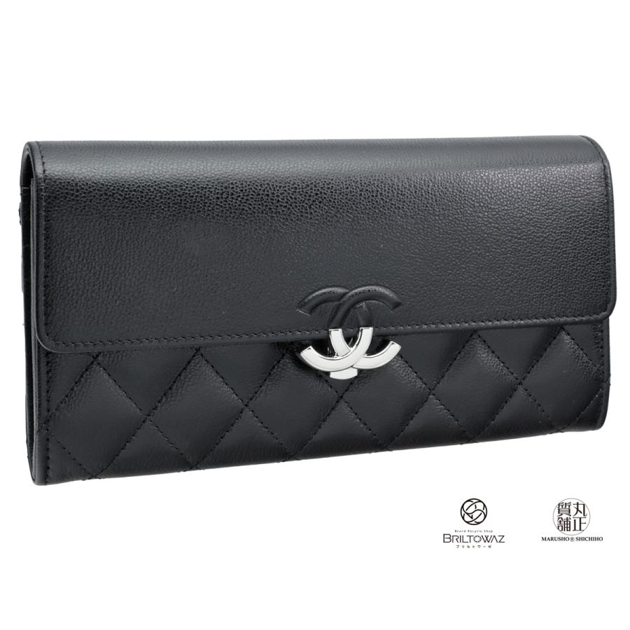 CHANEL シャネル 22SS ダブルココ クリップ ロングフラップウォレット  