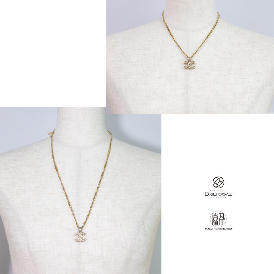 【シャネル】 2way ロングネックレス ココマーク ゴールド ラインストーン シャネル ココマーク A22C ロングネックレス GP×ラインストーン