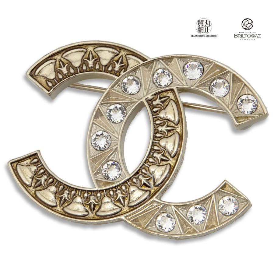 CHANEL シャネル ブローチ ココマーク ラインストーン ゴールド CHANEL シャネル ブローチ ココマーク ラインストーン ゴールド