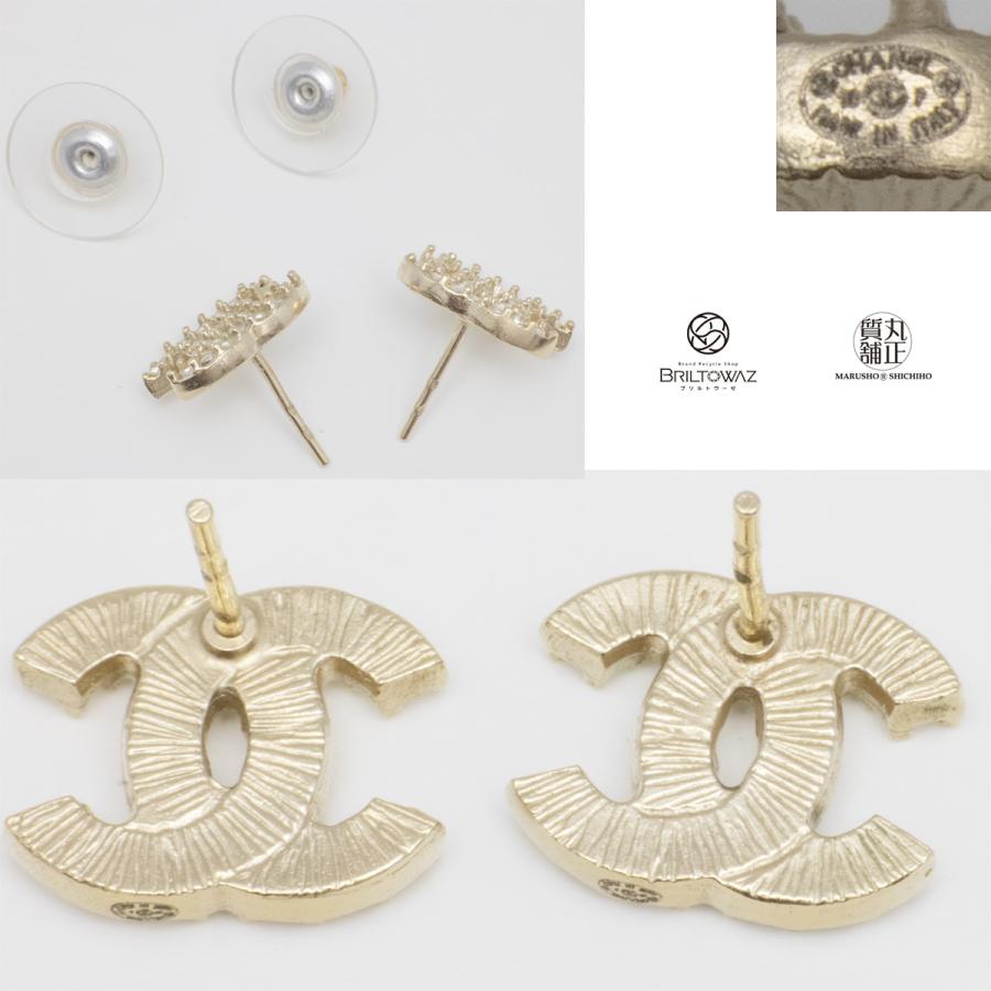 訳あり】CHANEL ピアス ココマーク ゴールド ストーン付 訳あり】CHANEL ピアス ココマーク ゴールド ストーン付