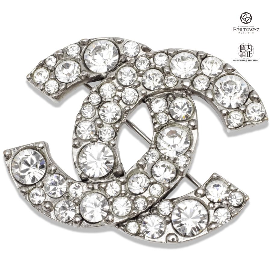 CHANEL シャネル ブローチ ココマーク ラインストーン シルバー CHANEL シャネル ブローチ ココマーク ラインストーン シルバー