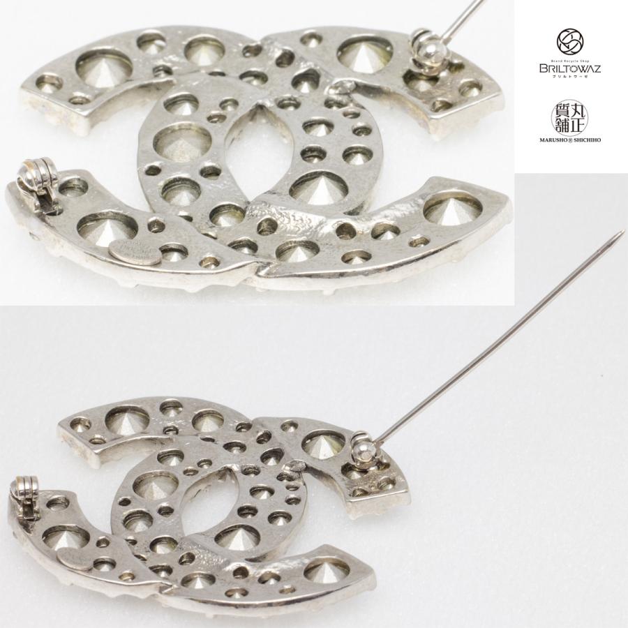 CHANEL シャネル ブローチ ココマーク ラインストーン シルバー CHANEL シャネル ブローチ ココマーク ラインストーン シルバー