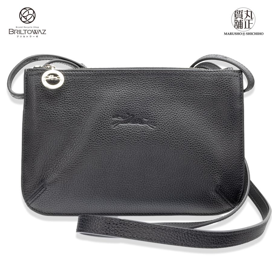 LONGCHAMP ロンシャン ル フローネ クロスボディバッグ レザー 黒 