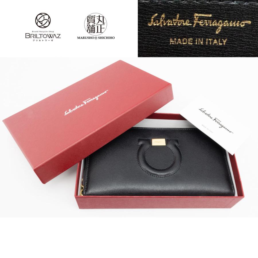 FERRAGAMO フェラガモ ガンチーニ ラウンドジップ ウォレット 長 FERRAGAMO フェラガモ ガンチーニ ラウンドジップ ウォレット 長