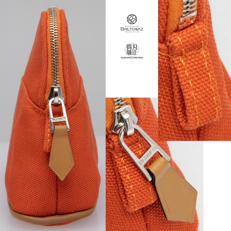HERMES エルメス ボリードポーチ ミニミニ オレンジ コットン HERMES エルメス ボリードポーチ ミニミニ オレンジ コットン