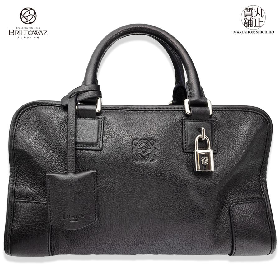 Amazona(LOEWE) ロエベ アマソナ28 ハンドバッグ 黒 シルバー Amazona(LOEWE) ロエベ アマソナ28 ハンドバッグ 黒 シルバー