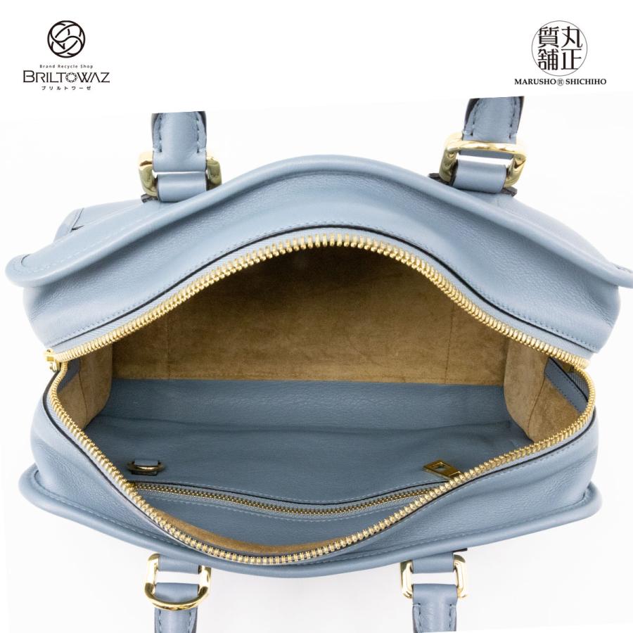 Amazona（LOEWE） ロエベ アマソナ28 2WAY ストーンブルー ゴールド