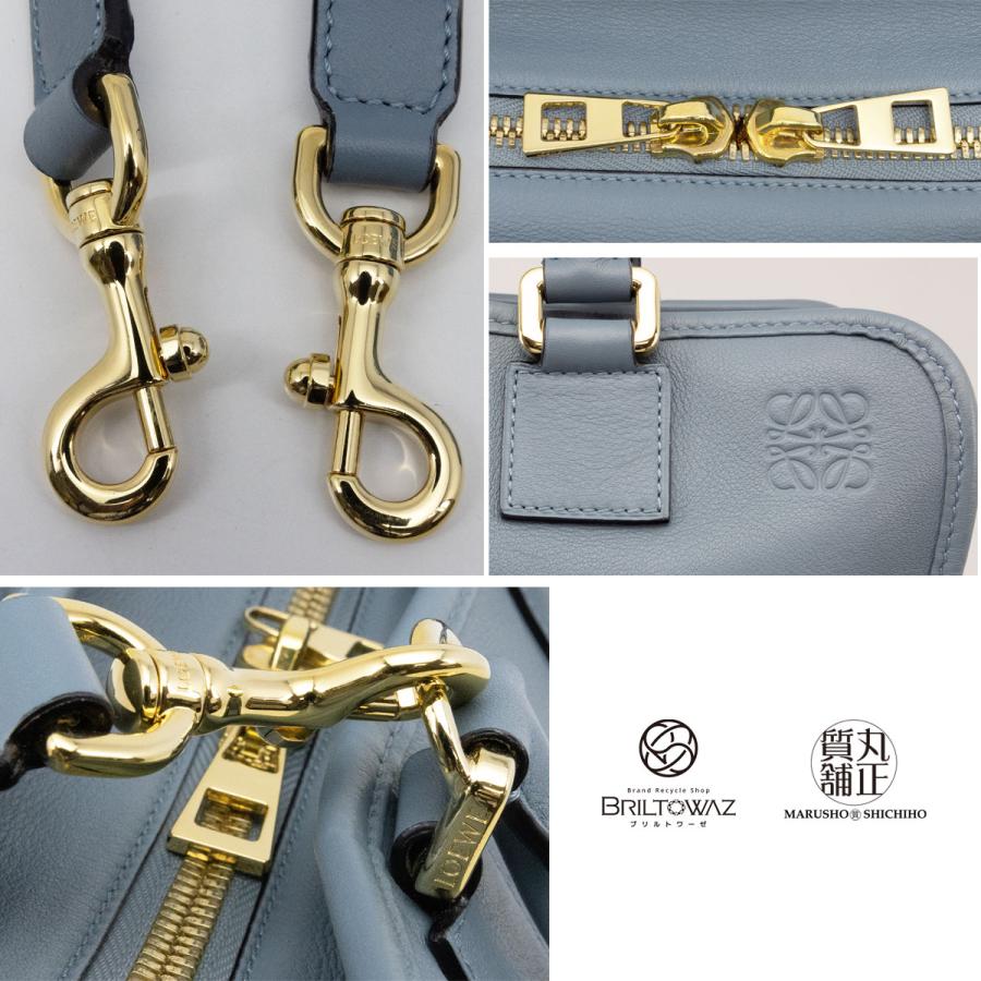 Amazona（LOEWE） ロエベ アマソナ28 2WAY ストーンブルー ゴールド 