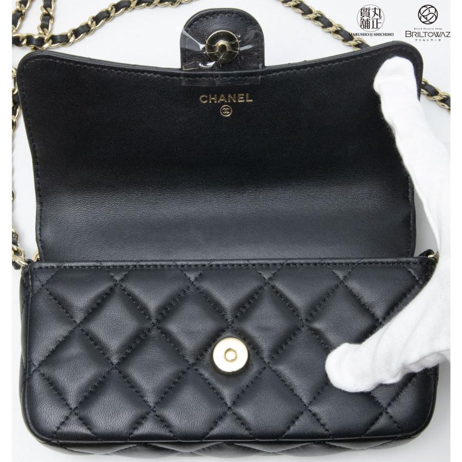 シャネル マトラッセ チェーンウォレット フォンケース AP2096 ラム 黒 ゴールド金具 CHANEL 財布 ショルダー 展示品（M211895e）｜y-marusho78｜04