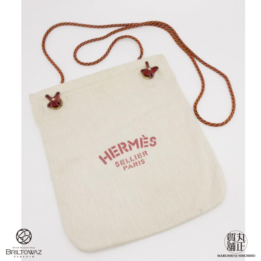 エルメス アリーヌ PM 編み込みストラップ ショルダーバッグ キャンバス ナチュラル/レッド トート トワルシェブロン HERMES（M212101）｜y-marusho78｜04