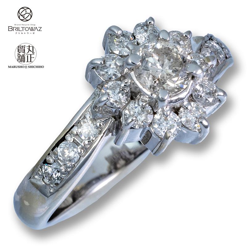 K14WG ダイヤモンド デザインリング 0.32ct 0.43ct ホワイトゴールド 2.6g  11号 指輪 ジュエリー【送料無料】(M212129s)｜y-marusho78｜02