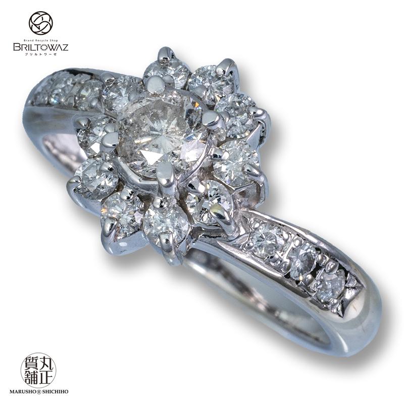 K14WG ダイヤモンド デザインリング 0.32ct 0.43ct ホワイトゴールド 2.6g  11号 指輪 ジュエリー【送料無料】(M212129s)｜y-marusho78｜03