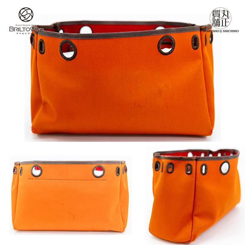 HERMES エルメス エールバッグ カバス PM 赤/オレンジ レザー 茶 HERMES エルメス エールバッグ カバス PM 赤/オレンジ レザー 茶