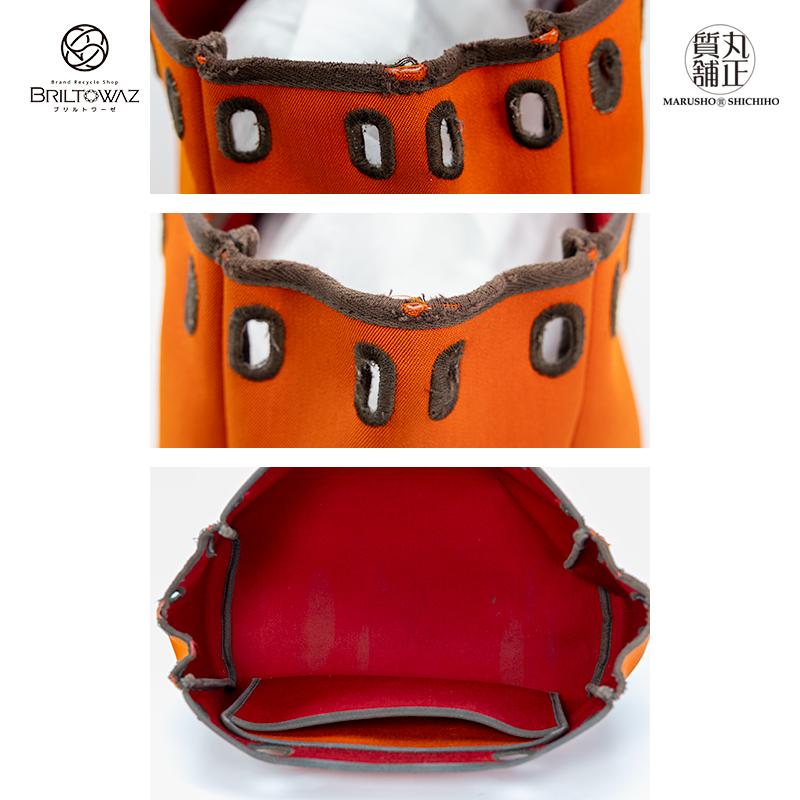 HERMES エルメス エールバッグ カバス PM 赤/オレンジ レザー 茶 HERMES エルメス エールバッグ カバス PM 赤/オレンジ レザー 茶