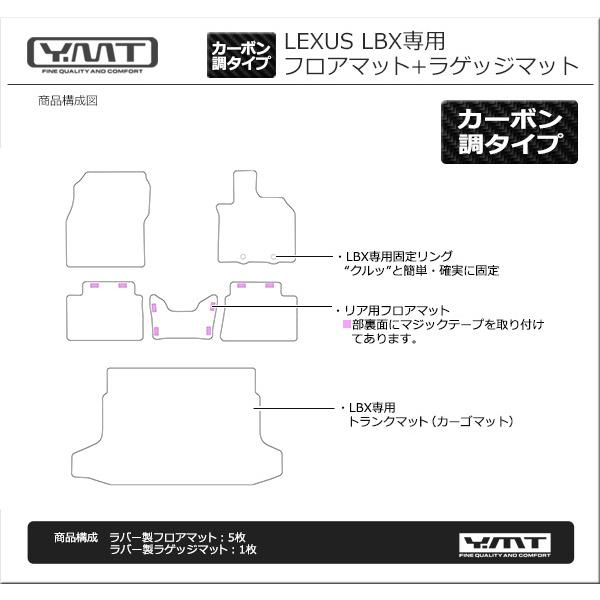 LEXUS LBX カーボン調ラバーフロアマット ラゲッジマット YMT