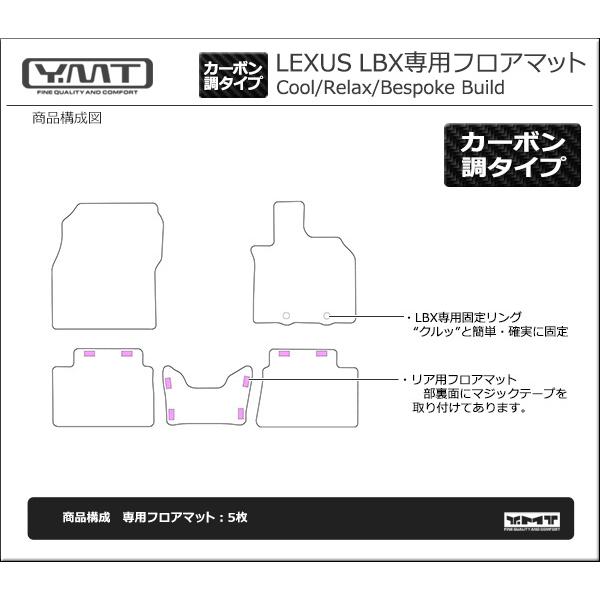 LEXUS  LBX  カーボン調ラバーフロアマット 　 YMTカーボンシリーズ｜y-mt｜07