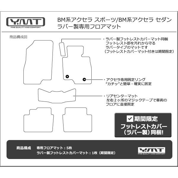YMT アクセラスポーツ アクセラセダン ラバー製フロアマット BM