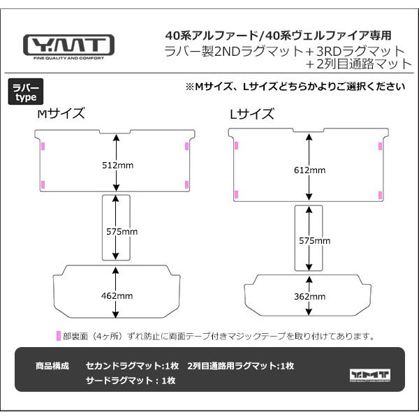 40系新型アルファード / ヴェルファイア ラバー製 2NDラグマットM/L
