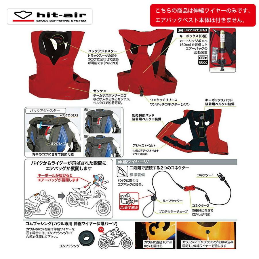 hit-air 伸縮ワイヤー レースモデル RS-1 専用 交換用 伸縮ワイヤーWエアバッグ 無限電光 ヒットエアー プロテクター｜y-musubi-store｜03