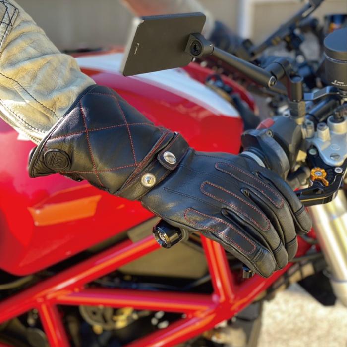 グローブ バイク ガントレット 冬用 レザー 本革 防寒 防風 防水 透湿 レザー ゴートレザー 革 新色 暖かい バイク用 IS-GLG01|y-musubi-store|17