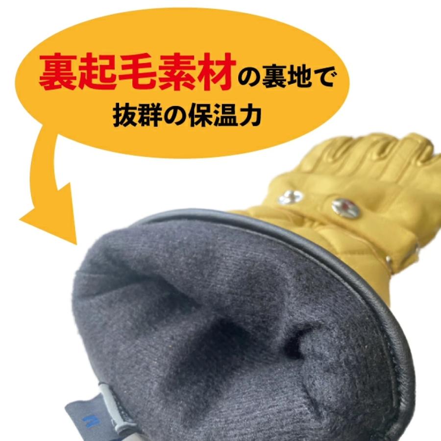グローブ バイク ガントレット 冬用 レザー 本革 防寒 防風 防水 透湿 レザー ゴートレザー 革 新色 暖かい バイク用 IS-GLG01|y-musubi-store|09
