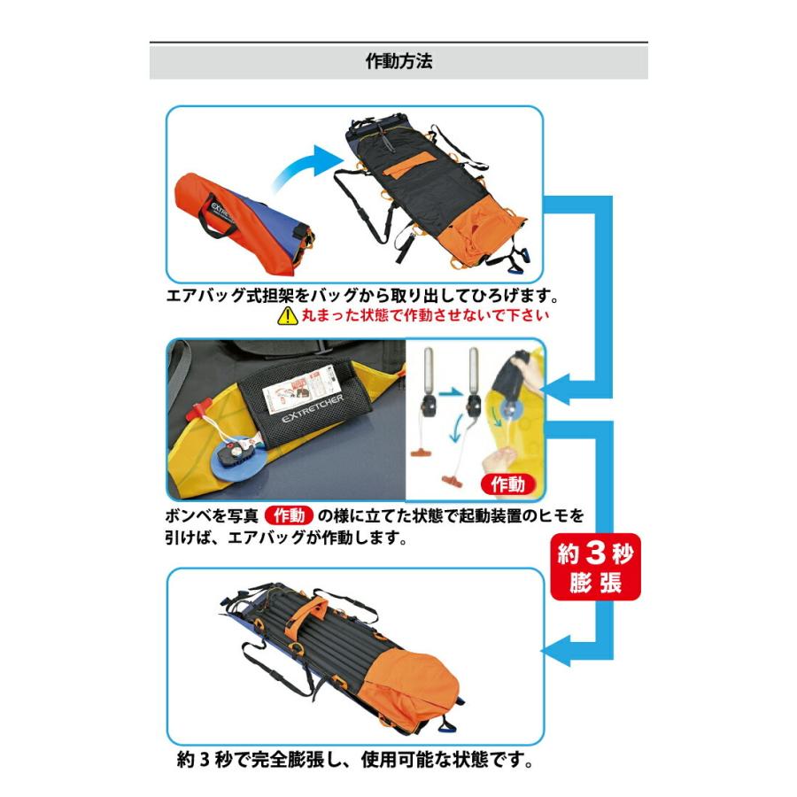 エクストレッチャーS エアバッグ式担架 簡易 担架 ストレッチャー 搬送