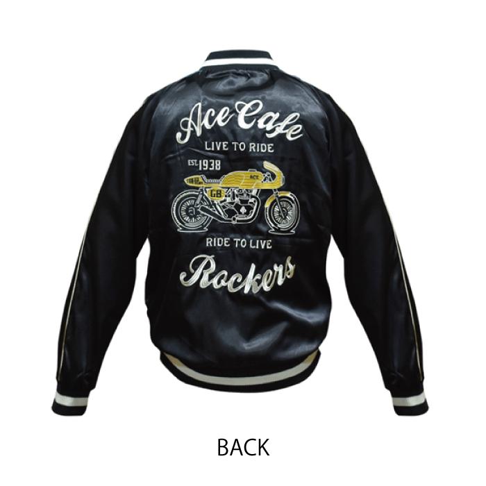 ACE CAFE LONDON 袖レザー　スタジャン　サイズS エースカフェロンドン スカジャン バイク クローバー ツーリング