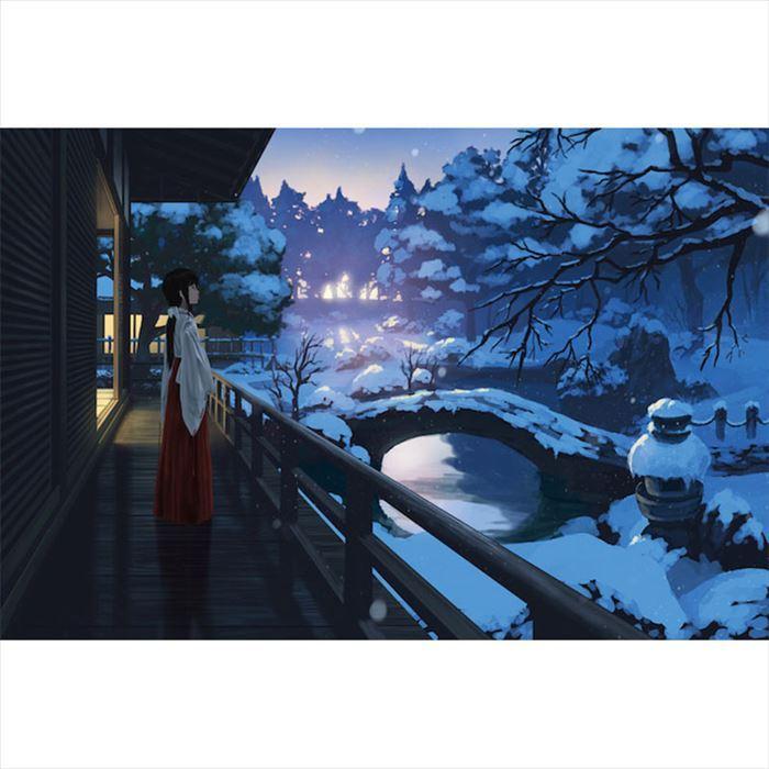 東京和風ラボ インテリア小屏風シリーズ イラスト屏風【雪の庭園】ミニ