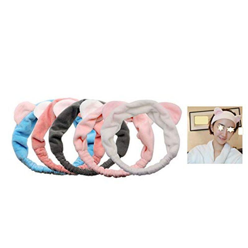 人気アイテム Dofash ５個入り かわいい猫の耳のスタイル洗面シャワーヘッドバンド メイクアップヘアバンド 美しいラブリースパヘッドバンド 繊細なバッ