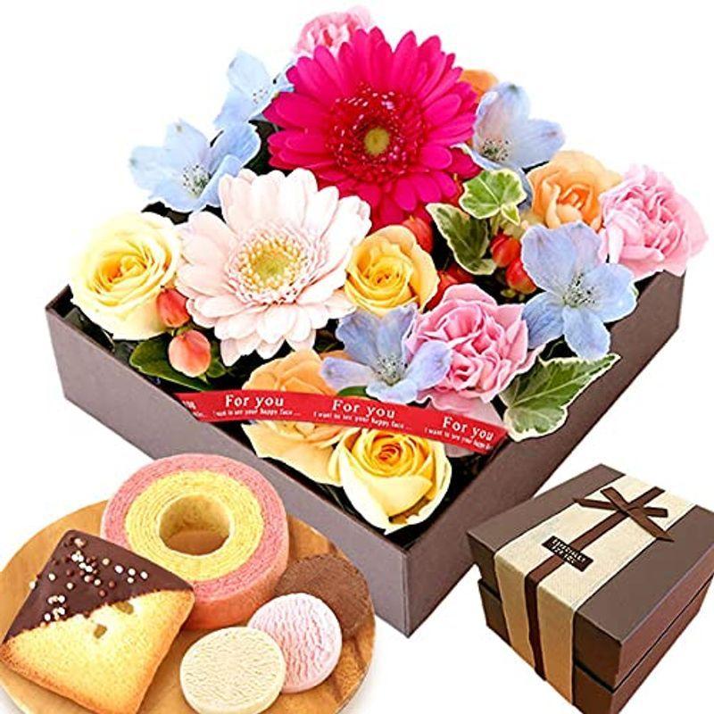 2273円 激安大特価 誕生日 プレゼント 女性 誕生日プレゼント 花とスイーツ 花 アレンジメント お菓子 生花 指定日配達 結婚記念日 ボックス入り生花 フラワ