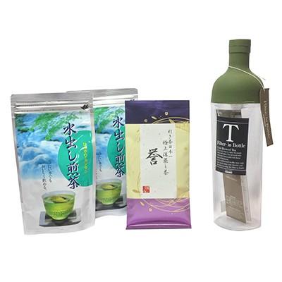 ふるさと納税 藤枝市 利き茶日本一の深むし茶と水出し煎茶+フィルターボトルの詰合せ