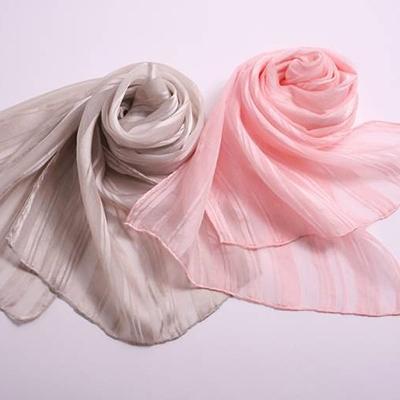 ふるさと納税 朝倉市 桜染 シルクストライプスカーフ(桜グレー)