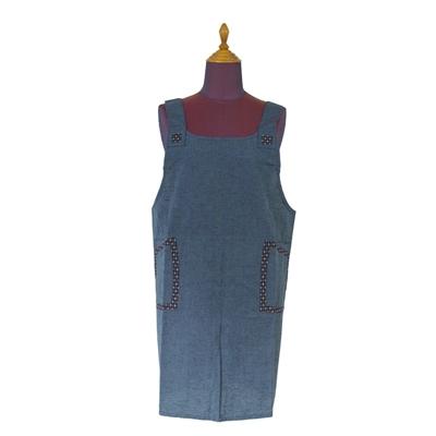 ふるさと納税 筑後市 筑後市産織物産の織物「キッチンエプロン」 青