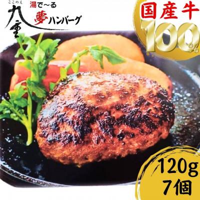 ふるさと納税 九重町 九重[夢]ハンバーグ焦げ目付き(国産牛100%) 120g×7個