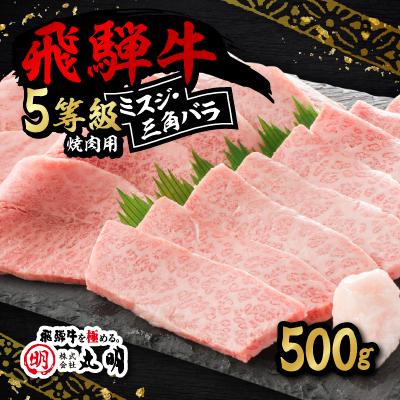 ふるさと納税 養老町 飛騨牛5等級 ミスジ・三角バラ 焼肉用 500g