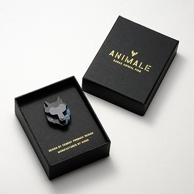 ふるさと納税 鯖江市 [KISSO]鯖江のメガネ材料、技術を使ったアニマルピンズ・オオカミ