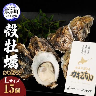 ふるさと納税 厚岸町 北海道厚岸ブランド牡蠣『カキえもん』L-size15個入り[道の駅オリジナル牡蠣剥きナイフ付]