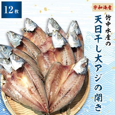 ふるさと納税 八幡浜市 竹中水産の天日干し大アジ(宇和海産)の開き12枚(大振りサイズがたまらない)![D22-250]