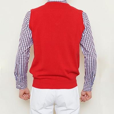 ふるさと納税 泉大津市 日本製　カシミヤ100%　Vベスト　赤　Sサイズの画像
