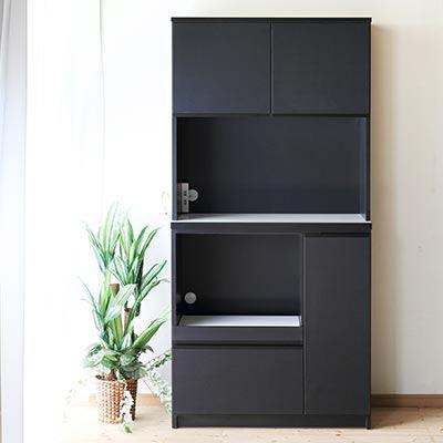送料無料ガラス扉付レンジ台 幅89cm コンセント付 ハイタイプ 新品（352） ふるさと納税 大川市 食器棚・レンジ台 幅89cm ナポリ【カラー