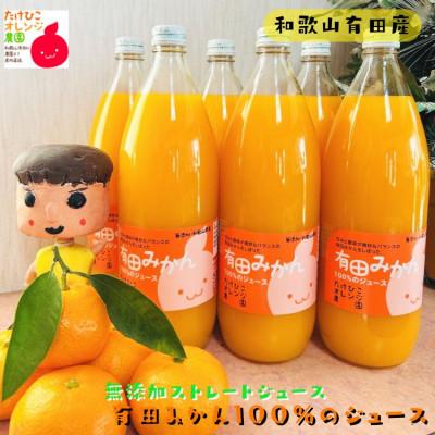 ふるさと納税 広川町 [数量限定][大人気]有田みかん100%のジュース(無添加ストレート) 1,000ml×6本セット