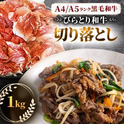 ふるさと納税 平取町 [A4/A5ランク黒毛和牛]びらとり和牛切り落とし1kg