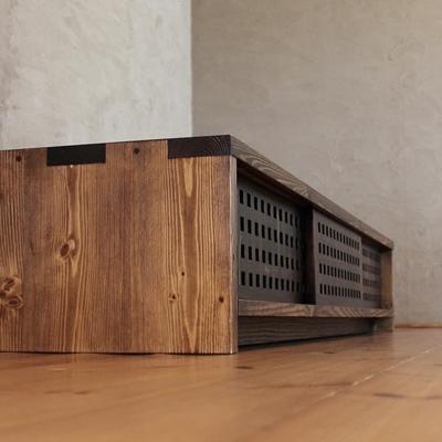 ふるさと納税 大川市 テレビボード 古都 3枚引戸 Lタイプ 焦茶色 174x45x29 大川市の画像