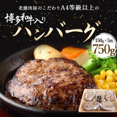 ふるさと納税 宇美町 A4等級以上の原料で作った博多和牛入りハンバーグ750g(150g×5個)