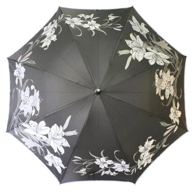 ふるさと納税 富士河口湖町 槙田商店【晴雨兼用】長傘 ”絵おり” 百合:黒の画像
