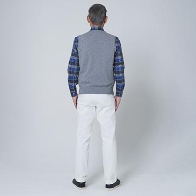 ふるさと納税 泉大津市 日本製　カシミヤ100%　Vベスト　ライトグレー　Sサイズの画像