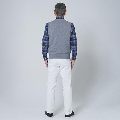 ふるさと納税 泉大津市 日本製　カシミヤ100%　Vベスト　ライトグレー　Mサイズの画像
