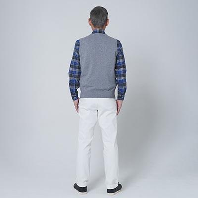 ふるさと納税 泉大津市 日本製　カシミヤ100%　Vベスト　ライトグレー　Lサイズの画像