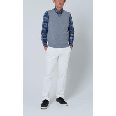 ふるさと納税 泉大津市 日本製　カシミヤ100%　Vベスト　ライトグレー　2Lサイズの画像