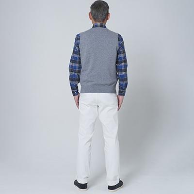 ふるさと納税 泉大津市 日本製　カシミヤ100%　Vベスト　ライトグレー　2Lサイズの画像